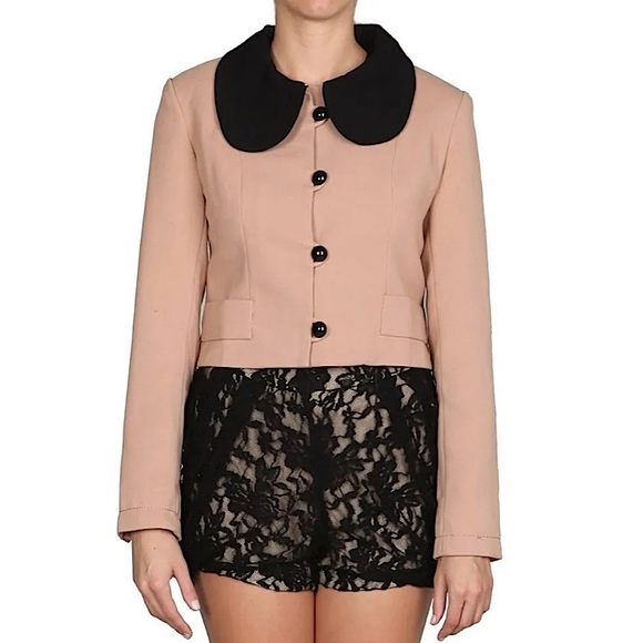 MOD MADEMOISELLE #115 Contrast Collar Peach Blazer Jacket SMALL - Picture 1 of 4